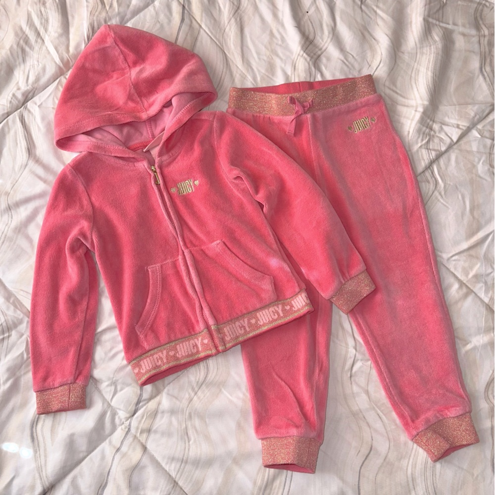 Juicy Couture Pink Velour‎ Hoodie Set
